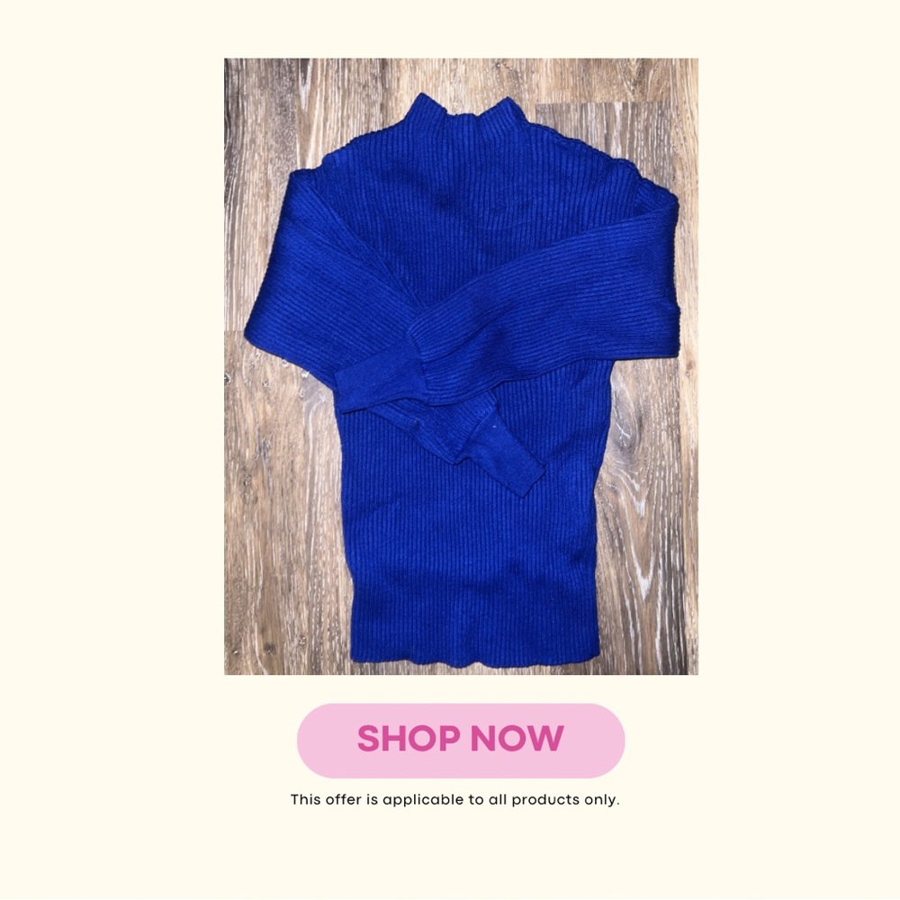 INC International Concepts Royal Blue Ribbed Turtleneck Sweater